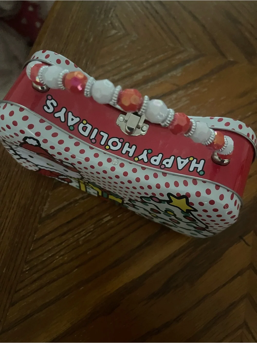 Hello Kitty Red & White Beaded Handle Kids Holiday Bag